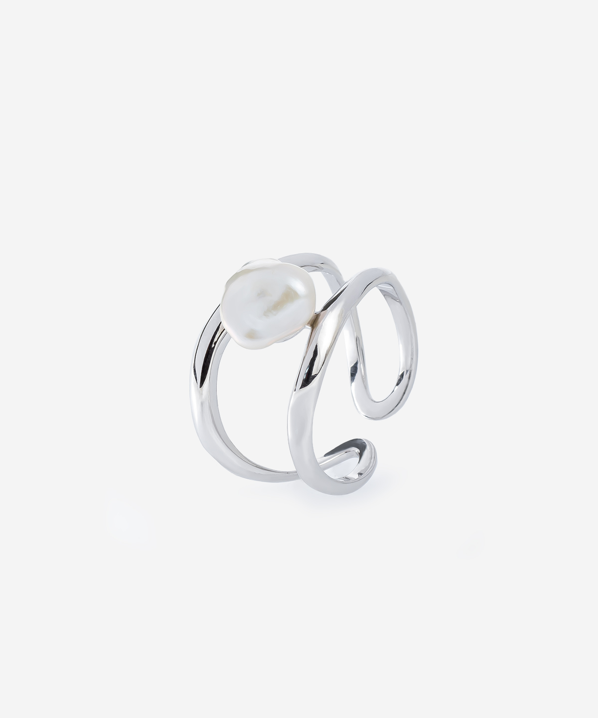 éclatant double pearl ring silver