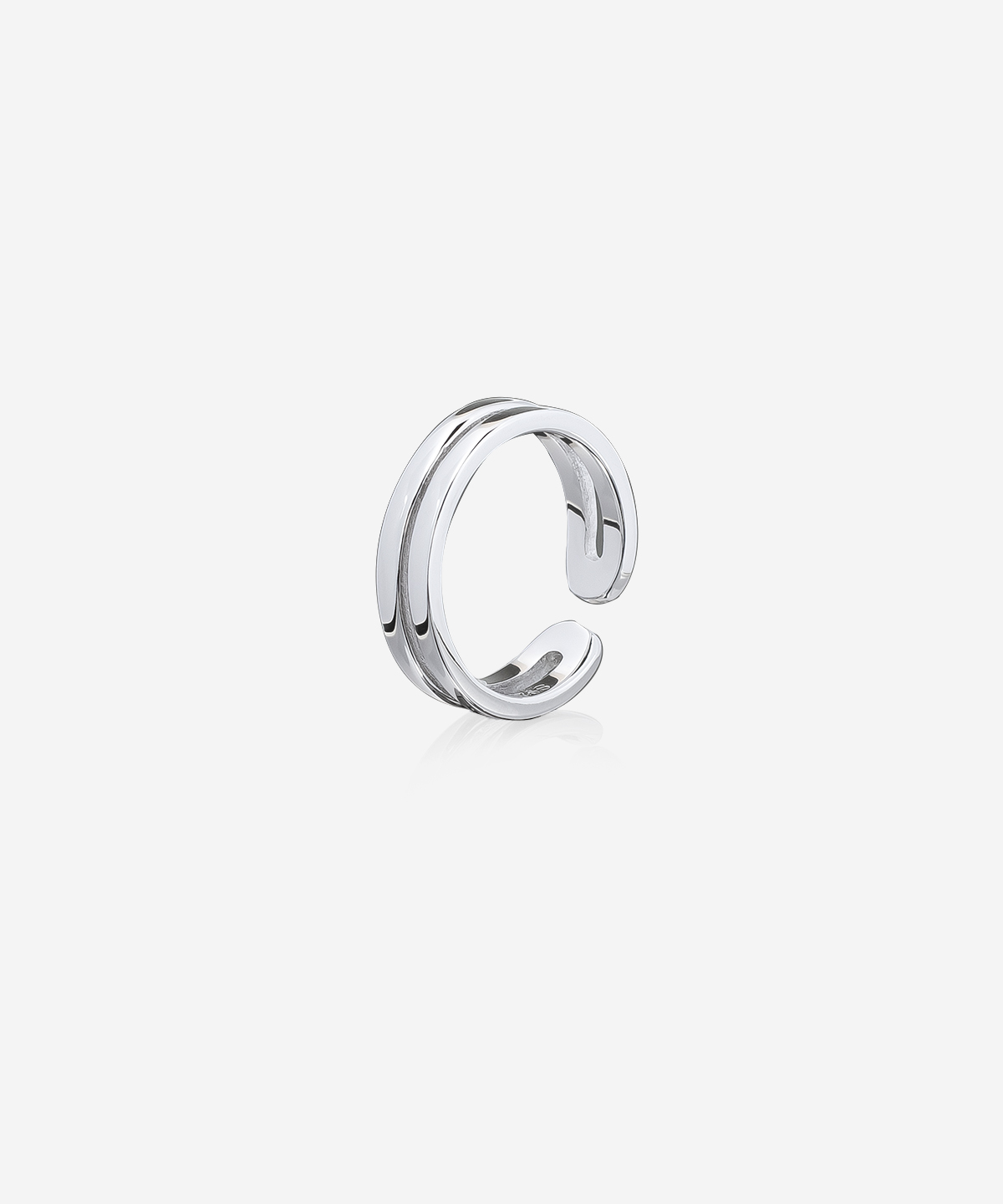 Straight double lines ring silve
